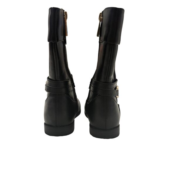 Michael Kors Girls Black Leather Logo Buckle Mid-Calf Boots Size 7 - Picture 11 of 13